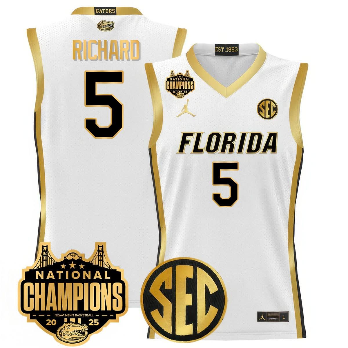 Men's Florida Gators 2025 National Champions Basketball Jersey - All Stitched