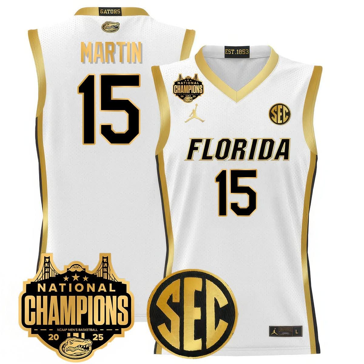 Men's Florida Gators 2025 National Champions Basketball Jersey - All Stitched