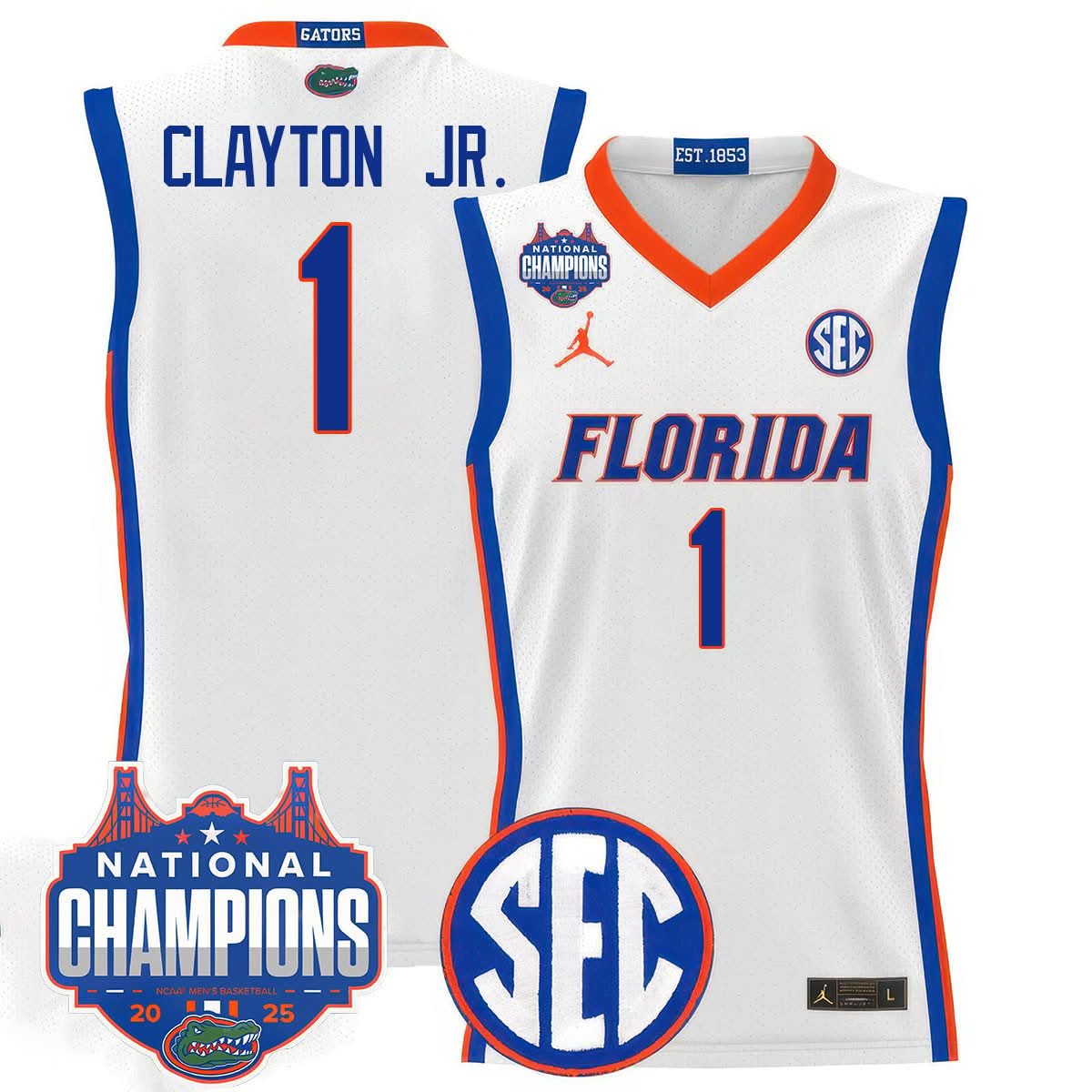 Men's Florida Gators 2025 National Champions Basketball Jersey - All Stitched