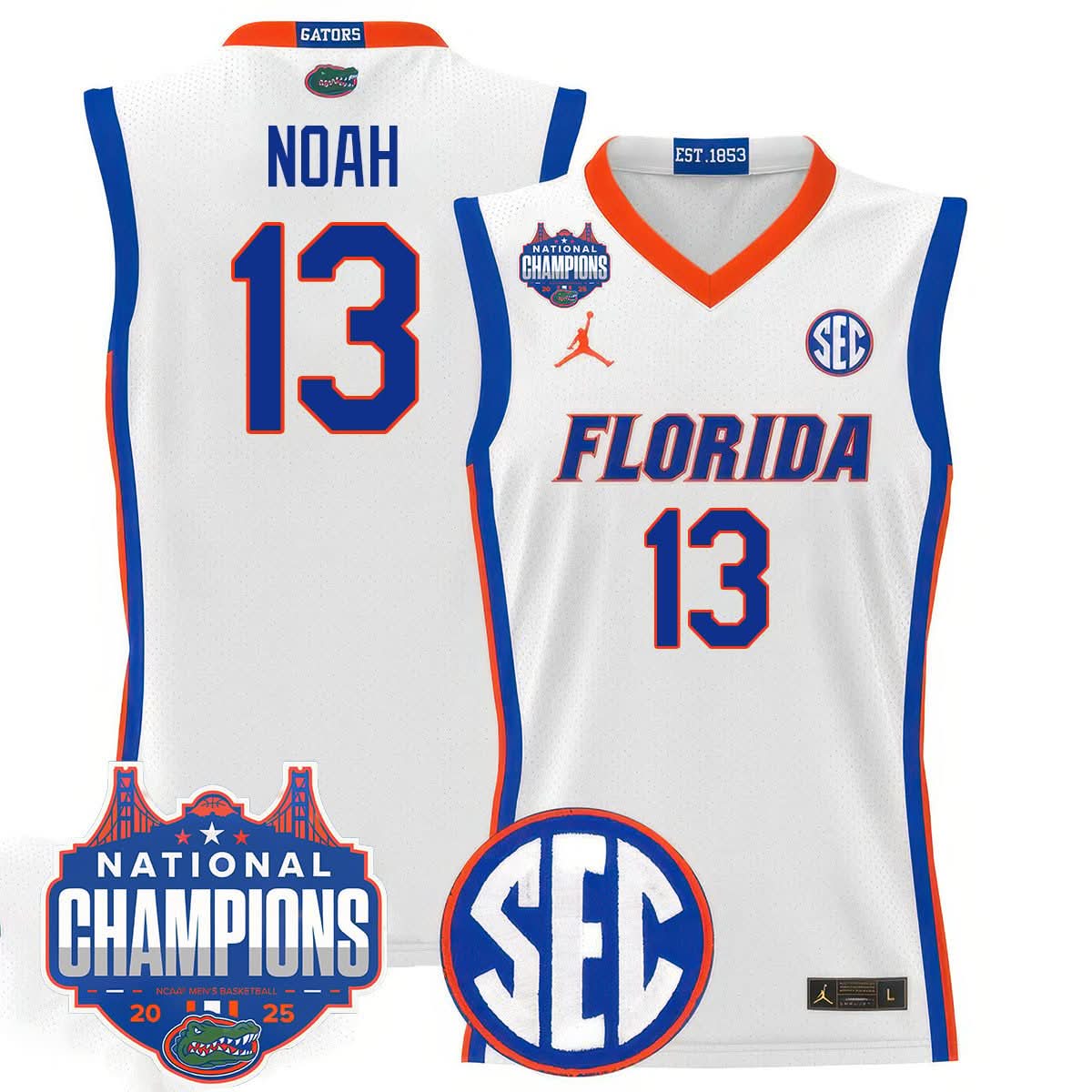 Men's Florida Gators 2025 National Champions Basketball Jersey - All Stitched