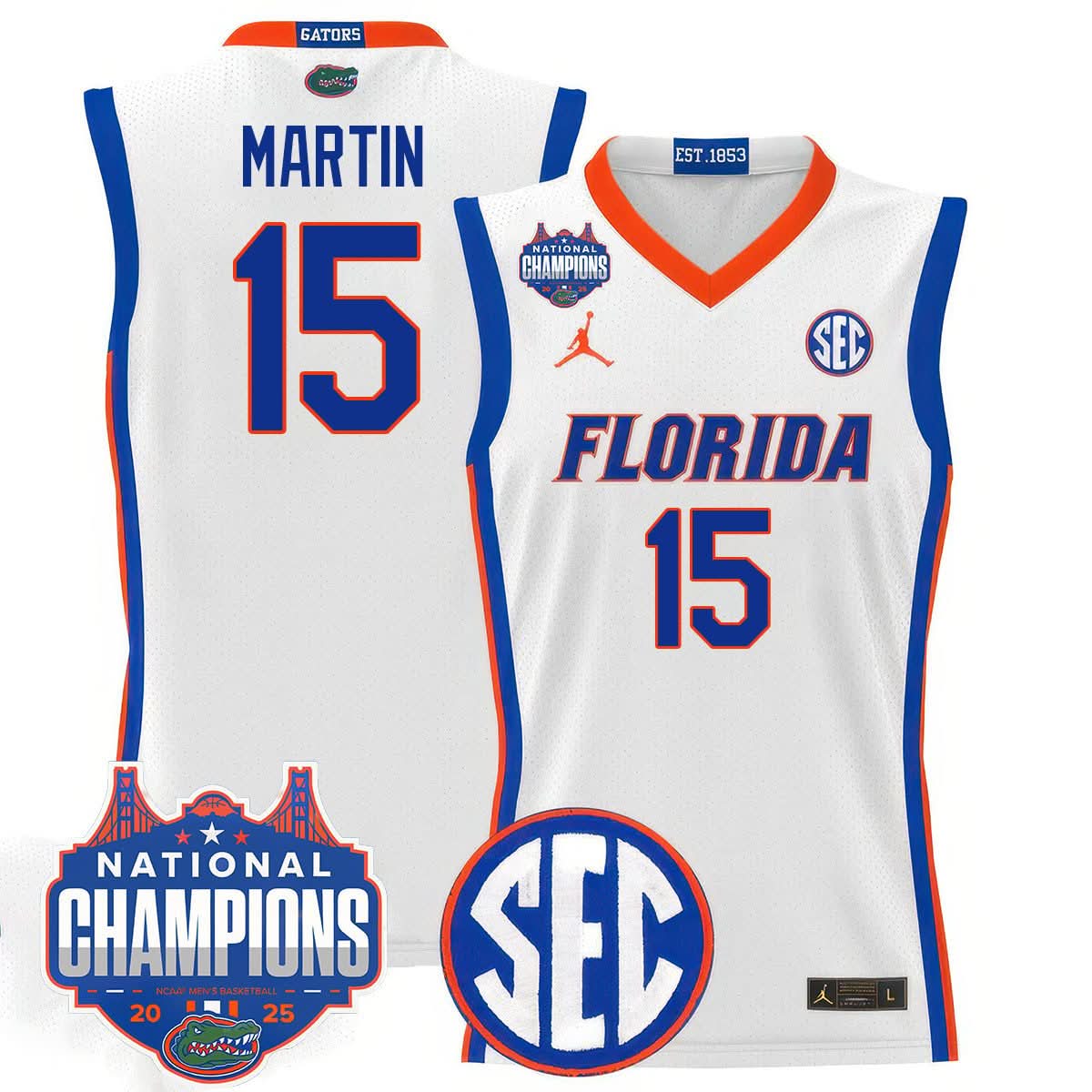 Men's Florida Gators 2025 National Champions Basketball Jersey - All Stitched