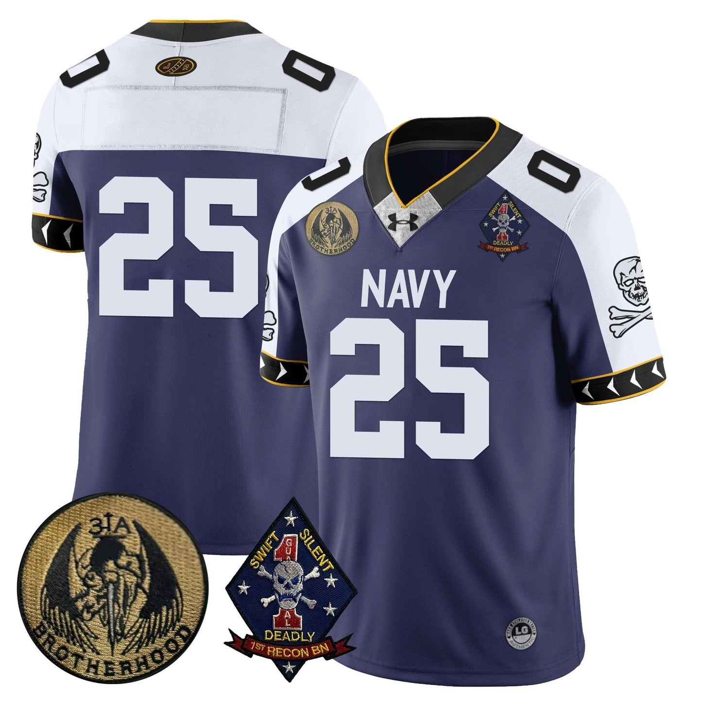 Men's Navy Midshipmen Lacrosse Jolly Rogers Vapor Limited Jersey - All Stitched