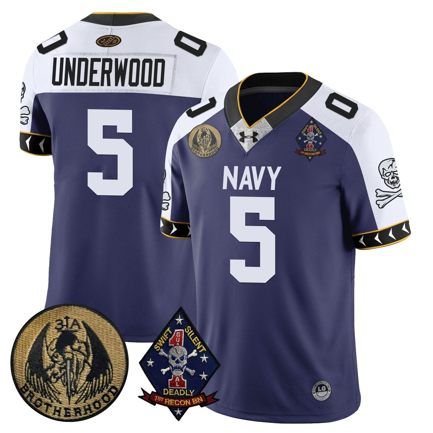 Men's Navy Midshipmen Lacrosse Jolly Rogers Vapor Limited Jersey - All Stitched