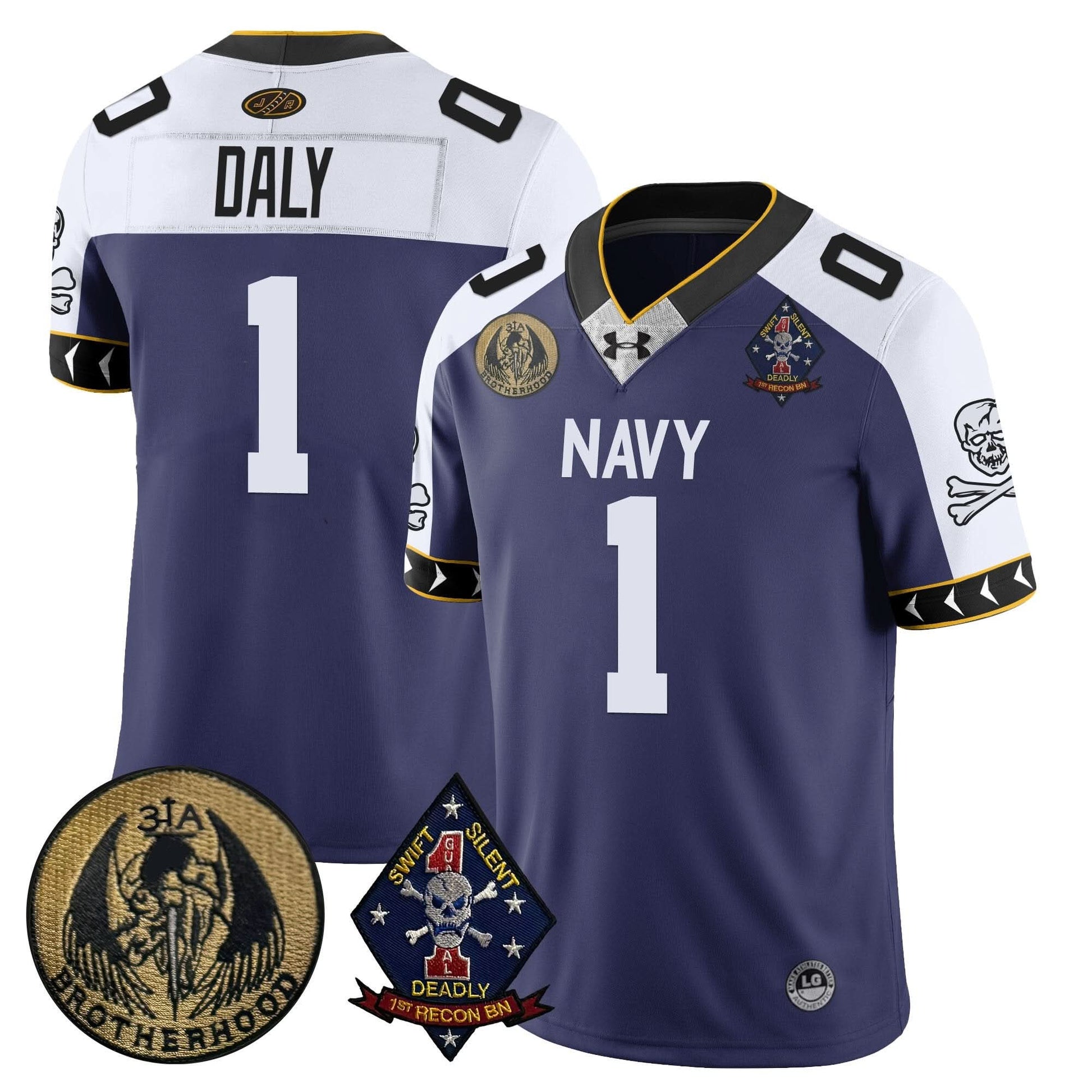 Men's Navy Midshipmen Lacrosse Jolly Rogers Vapor Limited Jersey - All Stitched