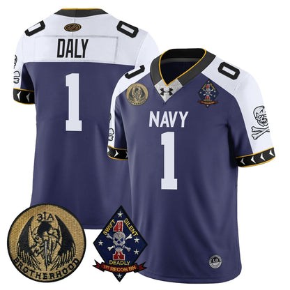 Men's Navy Midshipmen Lacrosse Jolly Rogers Vapor Limited Jersey - All Stitched