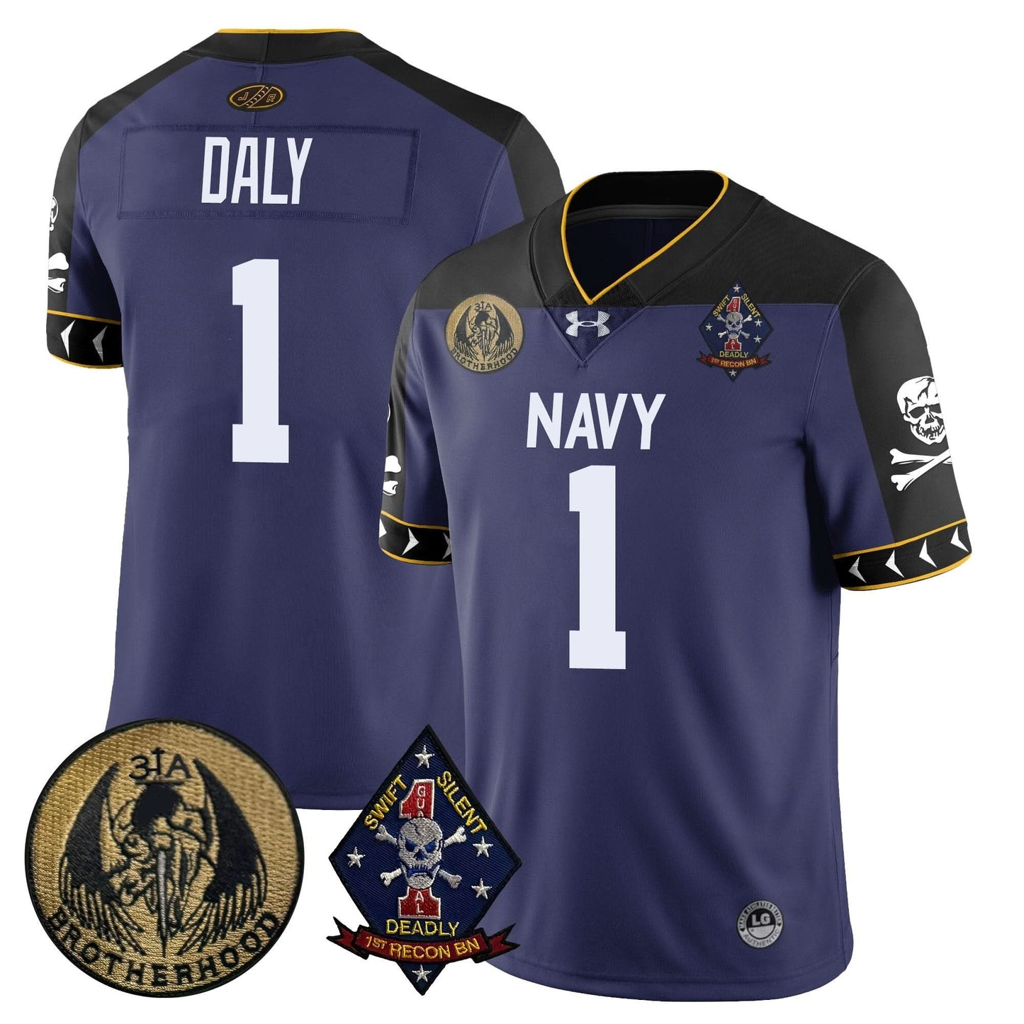 Men's Navy Midshipmen Lacrosse Jolly Rogers Vapor Limited Jersey - All Stitched