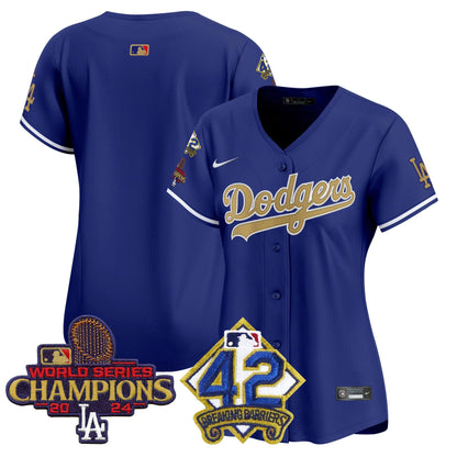 Women's Dodgers 2024 World Series Champions & Jackie Robinson Patch Vapor Premier Limited Jersey - All Stitched