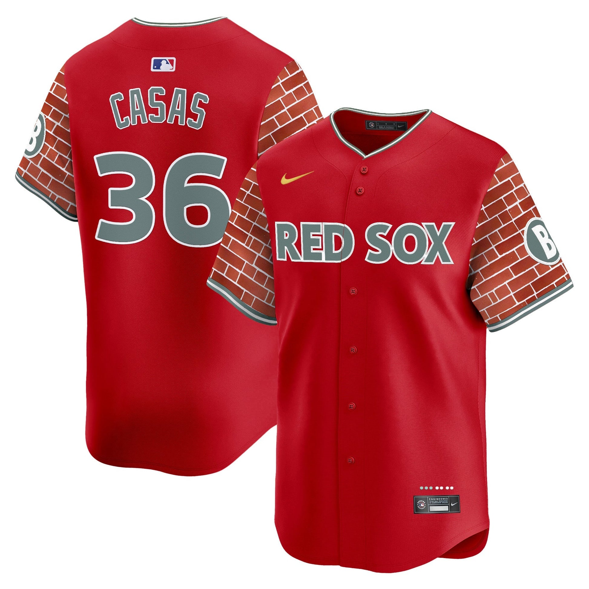 Men's Boston Red Sox 2025 Fenway Red Brick Style Vapor Premier Limited Jersey - Stitched