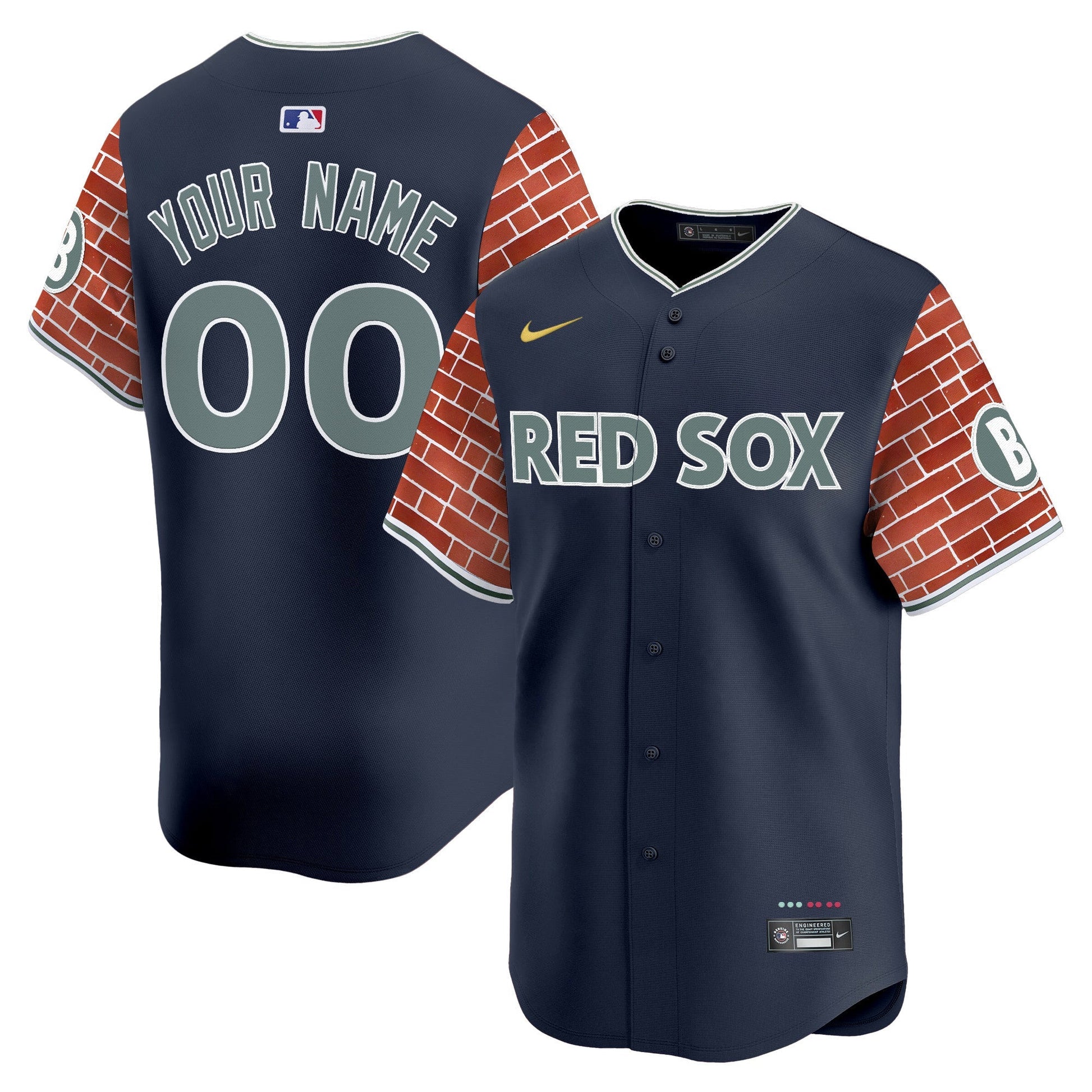 Boston Red Sox 2025 Fenway Red Brick Style Vapor Premier Limited Custom Jersey - Stitched