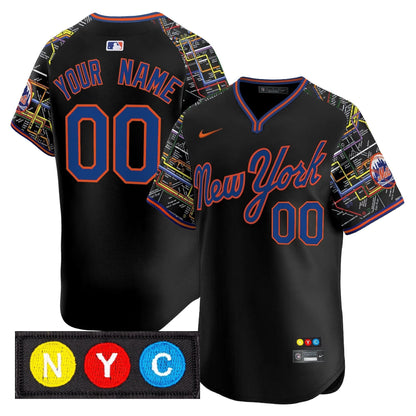 New York Mets Subway Style Vapor Premier Limited Custom Jersey - Stitched