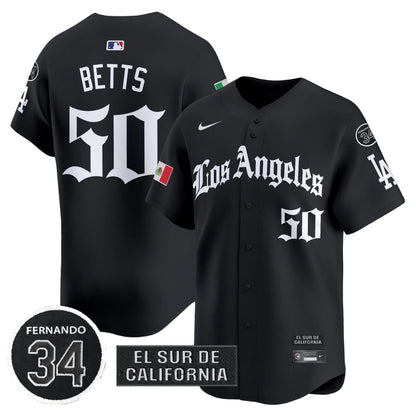 Men's Dodgers Mexico 2025 LA Gothic Style Patch Vapor Premier Limited Jersey - All Stitched