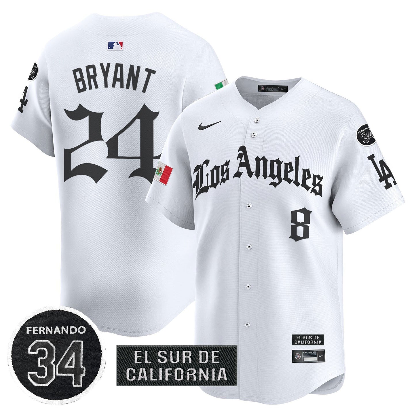 Men's Dodgers Mexico 2025 LA Gothic Style Patch Vapor Premier Limited Jersey - All Stitched
