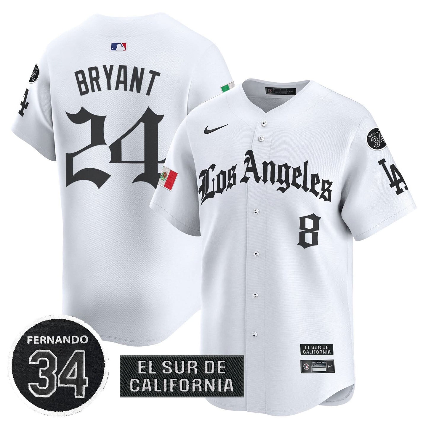 Men's Dodgers Mexico 2025 LA Gothic Style Patch Vapor Premier Limited Jersey - All Stitched