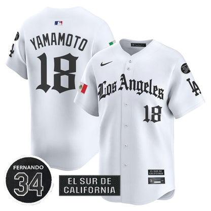 Men's Dodgers Mexico 2025 LA Gothic Style Patch Vapor Premier Limited Jersey - All Stitched