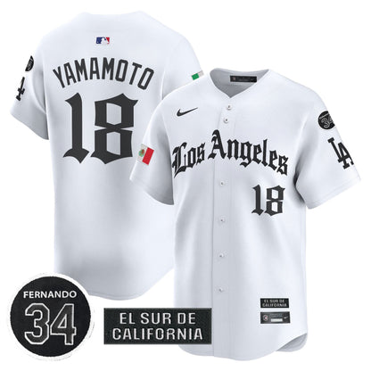 Men's Dodgers Mexico 2025 LA Gothic Style Patch Vapor Premier Limited Jersey - All Stitched