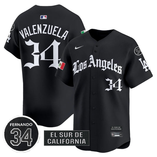Men's Dodgers Mexico 2025 LA Gothic Style Patch Vapor Premier Limited Jersey - All Stitched