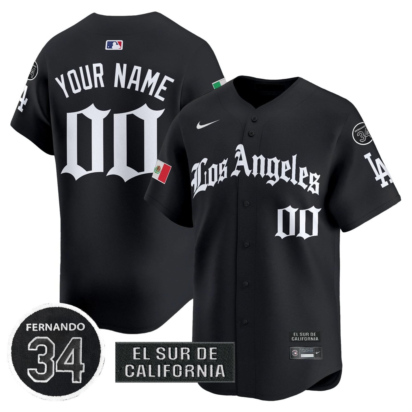 Dodgers Mexico 2025 LA Gothic Style Patch Vapor Premier Limited Custom Jersey - All Stitched