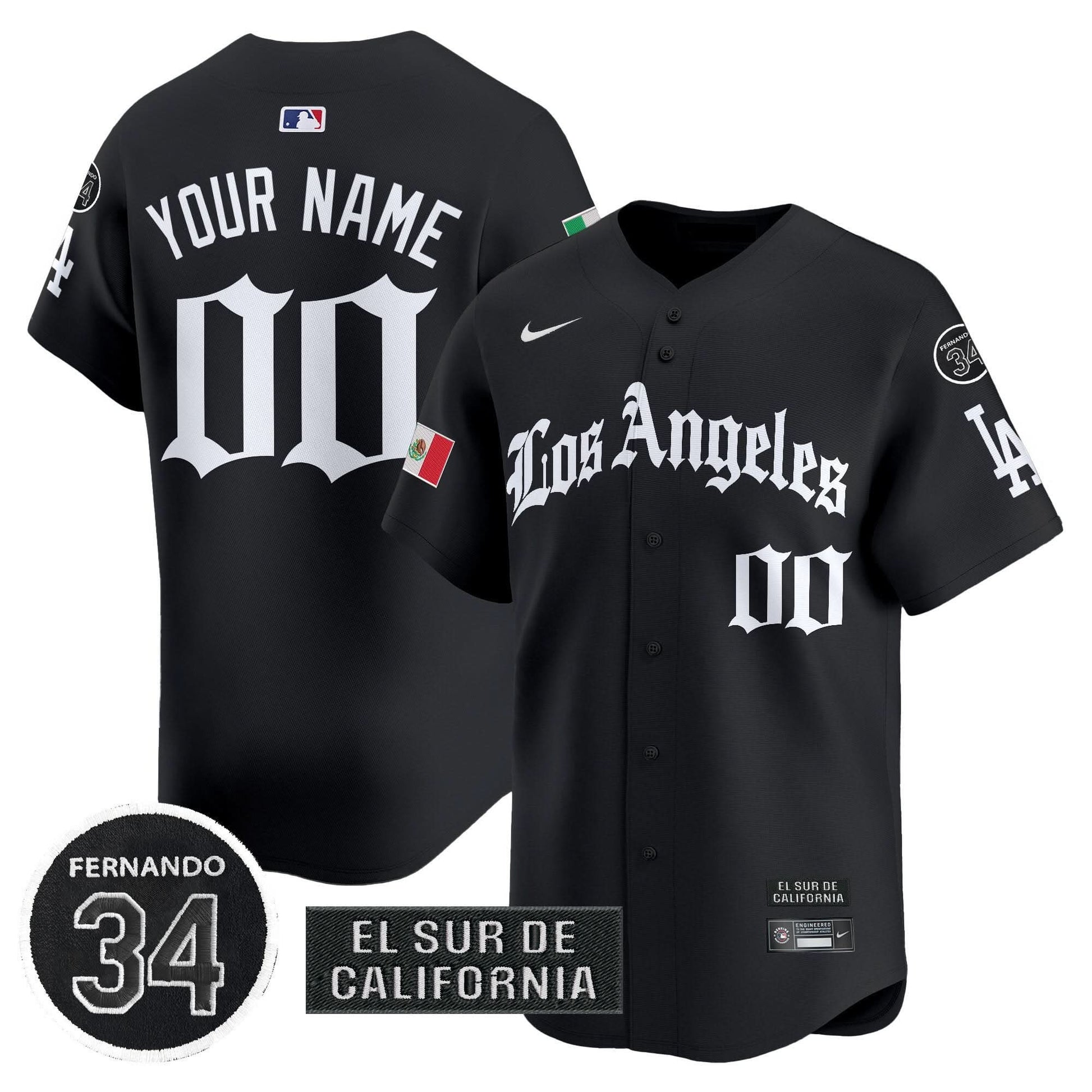 Dodgers Mexico 2025 LA Gothic Style Patch Vapor Premier Limited Custom Jersey - All Stitched