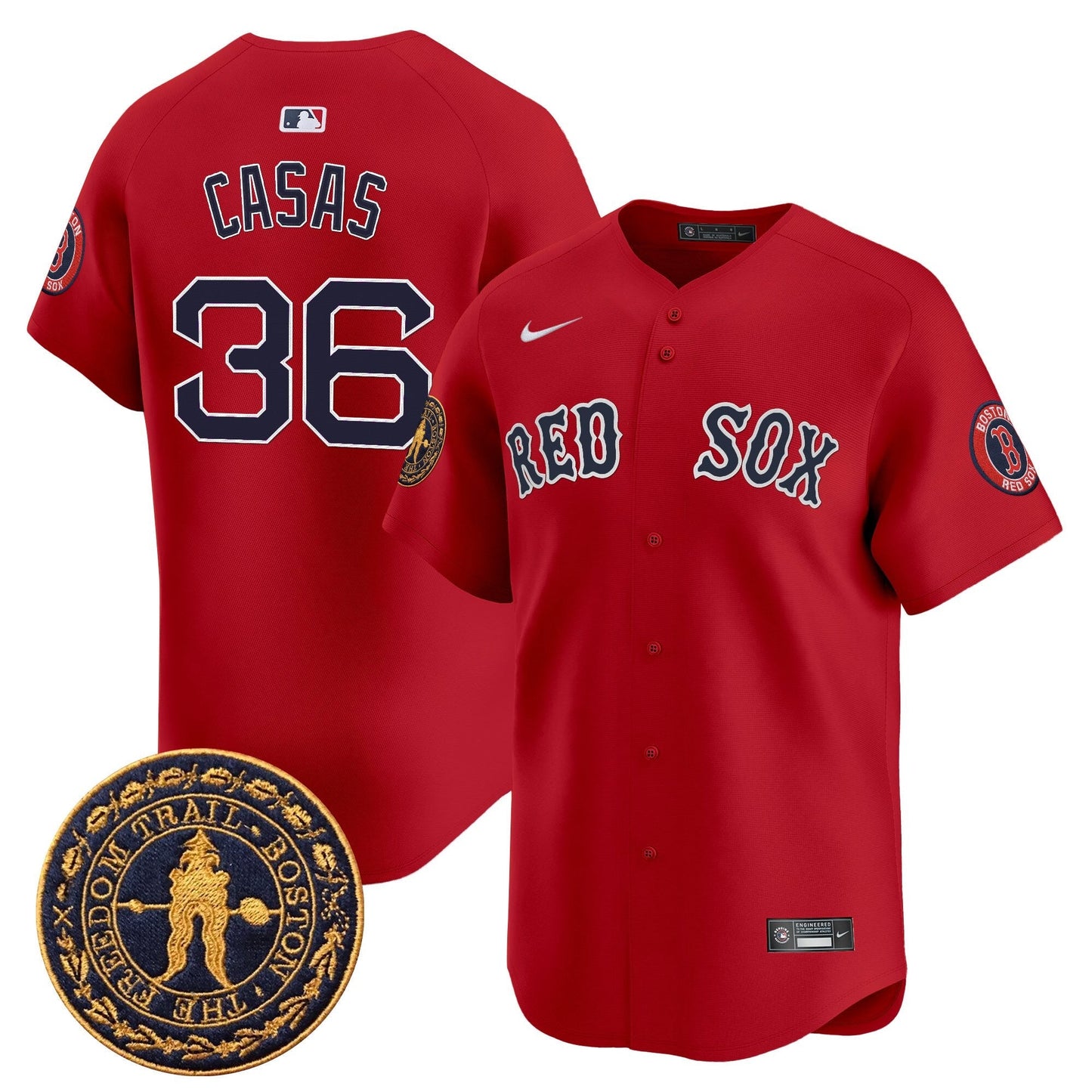 Men's Boston Red Sox Freedom Trail Patch Vapor Premier Limited Jersey - All Stitched