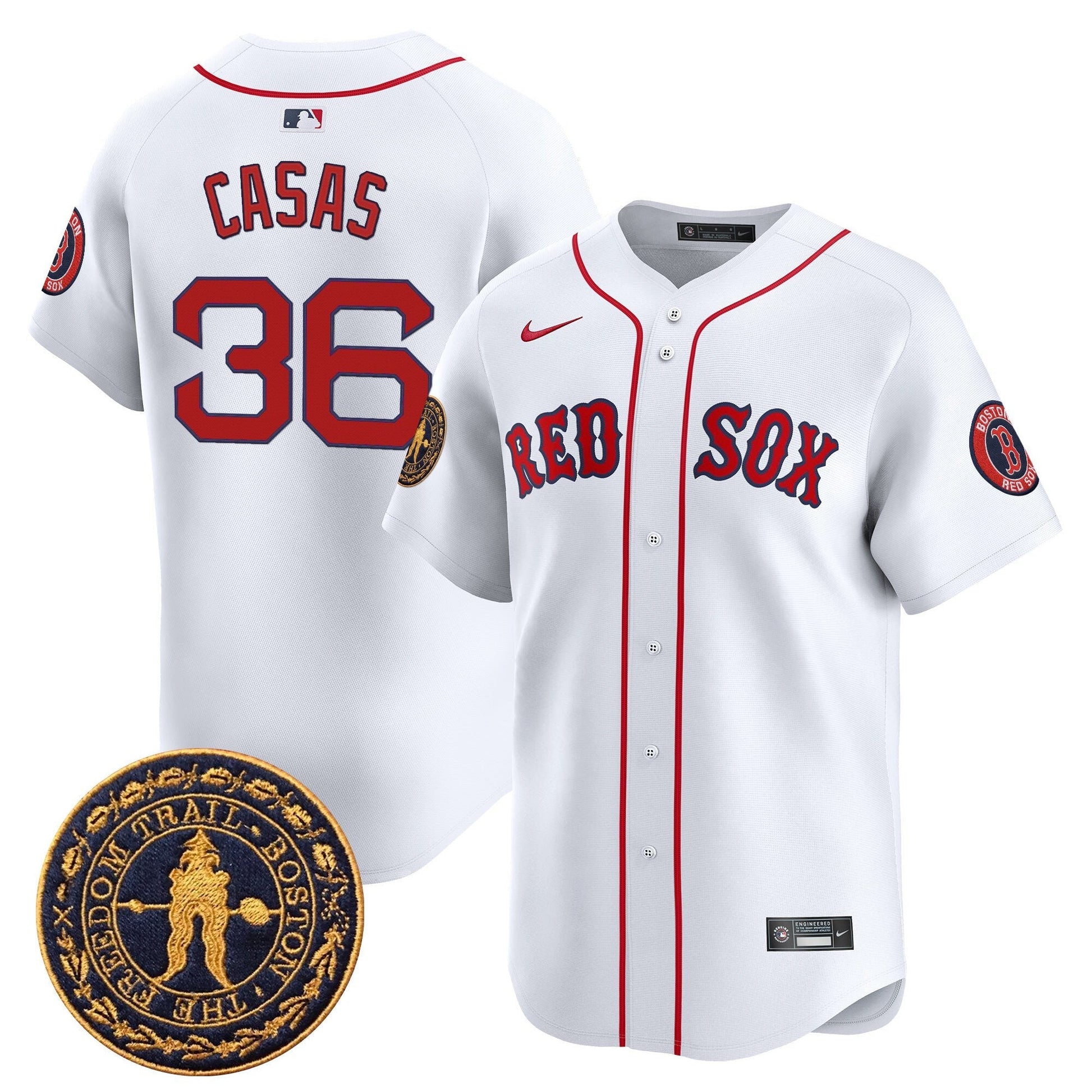Men's Boston Red Sox Freedom Trail Patch Vapor Premier Limited Jersey - All Stitched