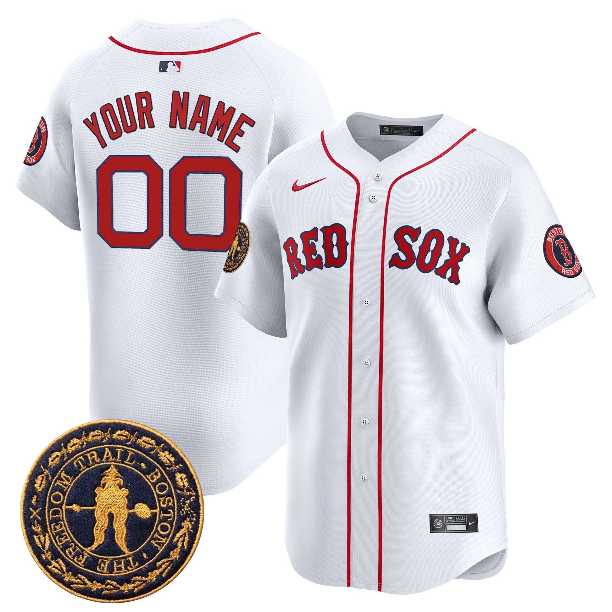 Boston Red Sox Freedom Trail Patch Vapor Premier Limited Custom Jersey - All Stitched