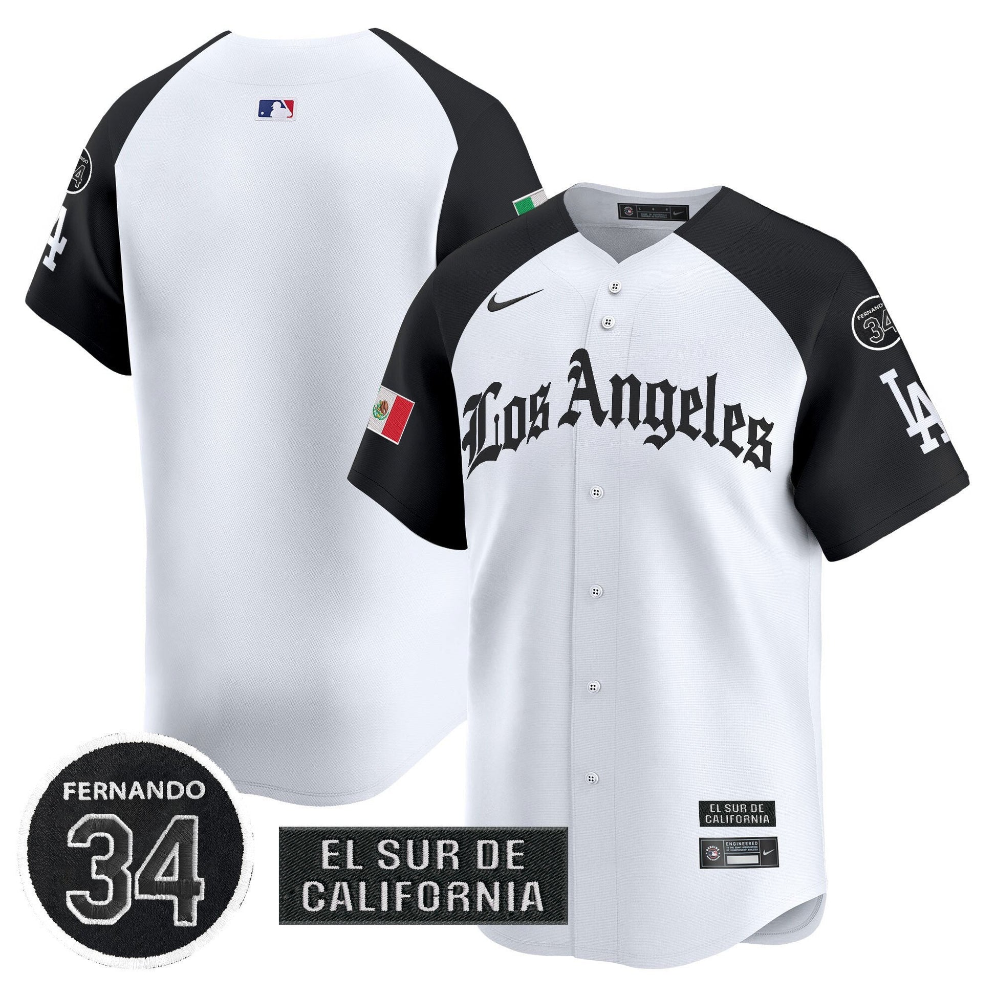 Men's Dodgers Mexico 2025 LA Gothic Style Patch Vapor Premier Limited Jersey - All Stitched
