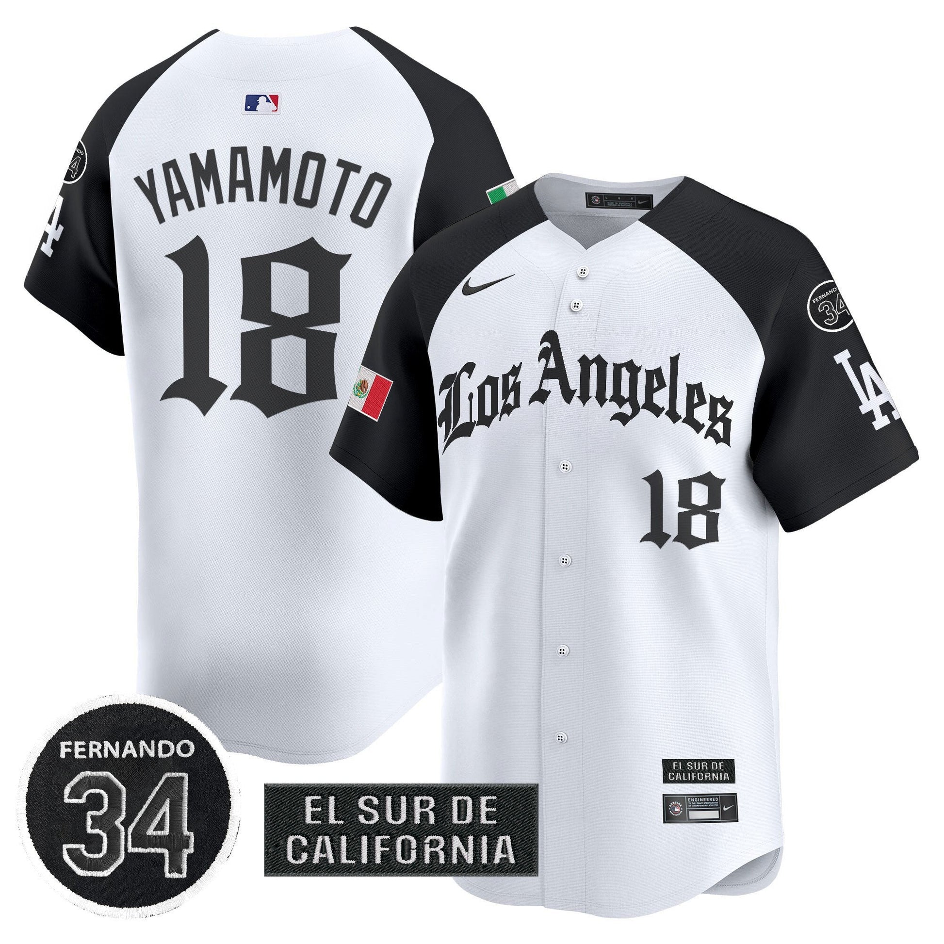 Men's Dodgers Mexico 2025 LA Gothic Style Patch Vapor Premier Limited Jersey - All Stitched
