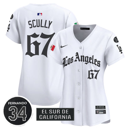 Women's Dodgers Mexico 2025 LA Gothic Style Patch Vapor Premier Limited Jersey - All Stitched