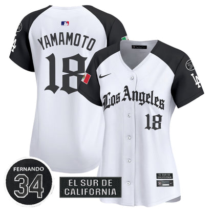 Women's Dodgers Mexico 2025 LA Gothic Style Patch Vapor Premier Limited Jersey - All Stitched