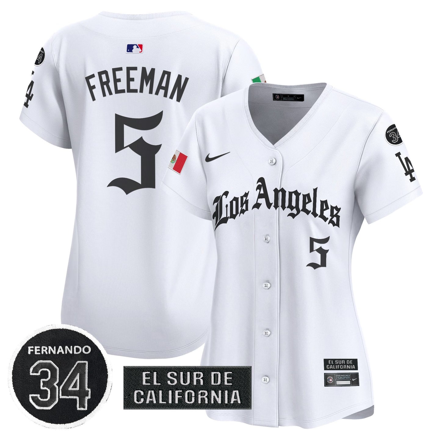 Women's Dodgers Mexico 2025 LA Gothic Style Patch Vapor Premier Limited Jersey - All Stitched