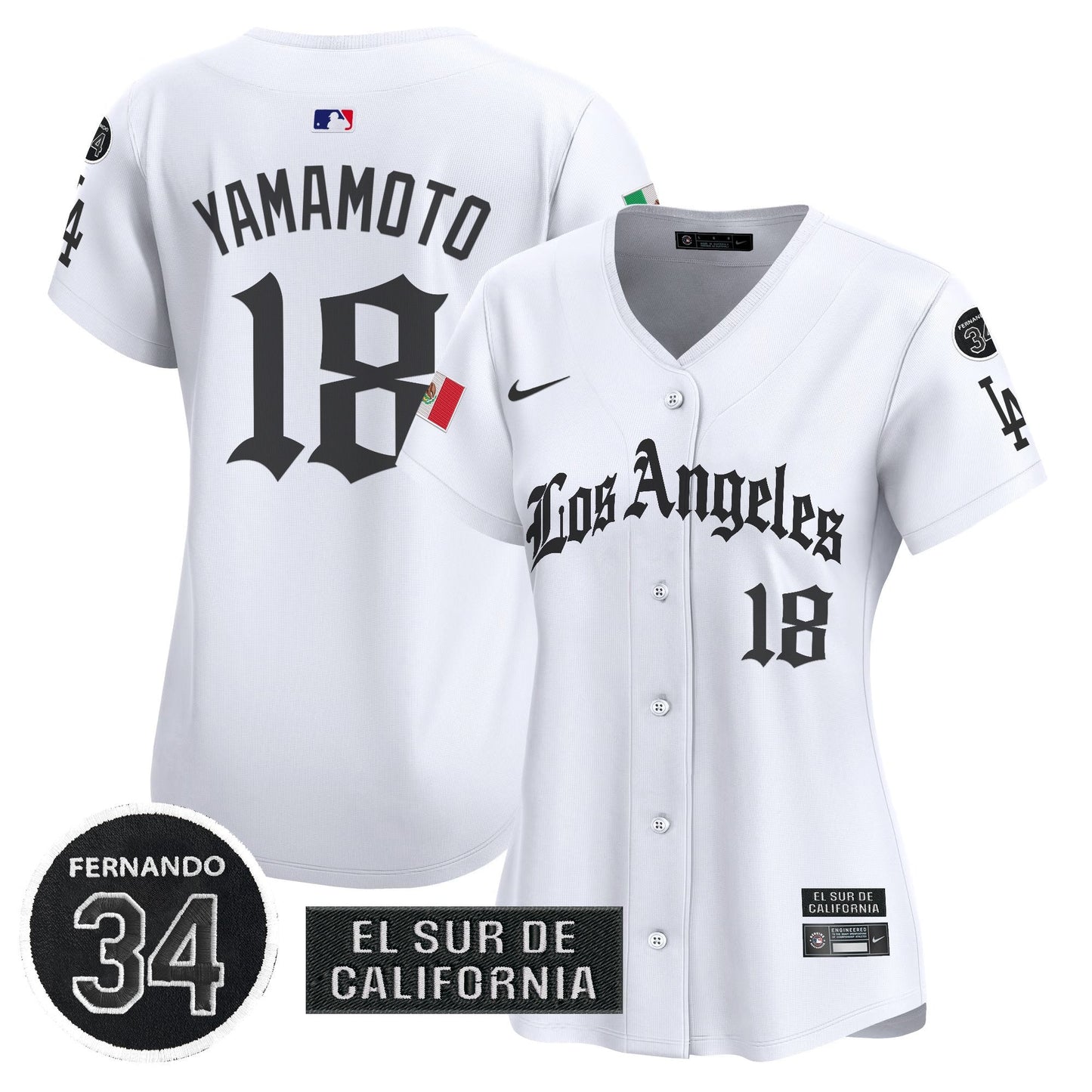 Women's Dodgers Mexico 2025 LA Gothic Style Patch Vapor Premier Limited Jersey - All Stitched