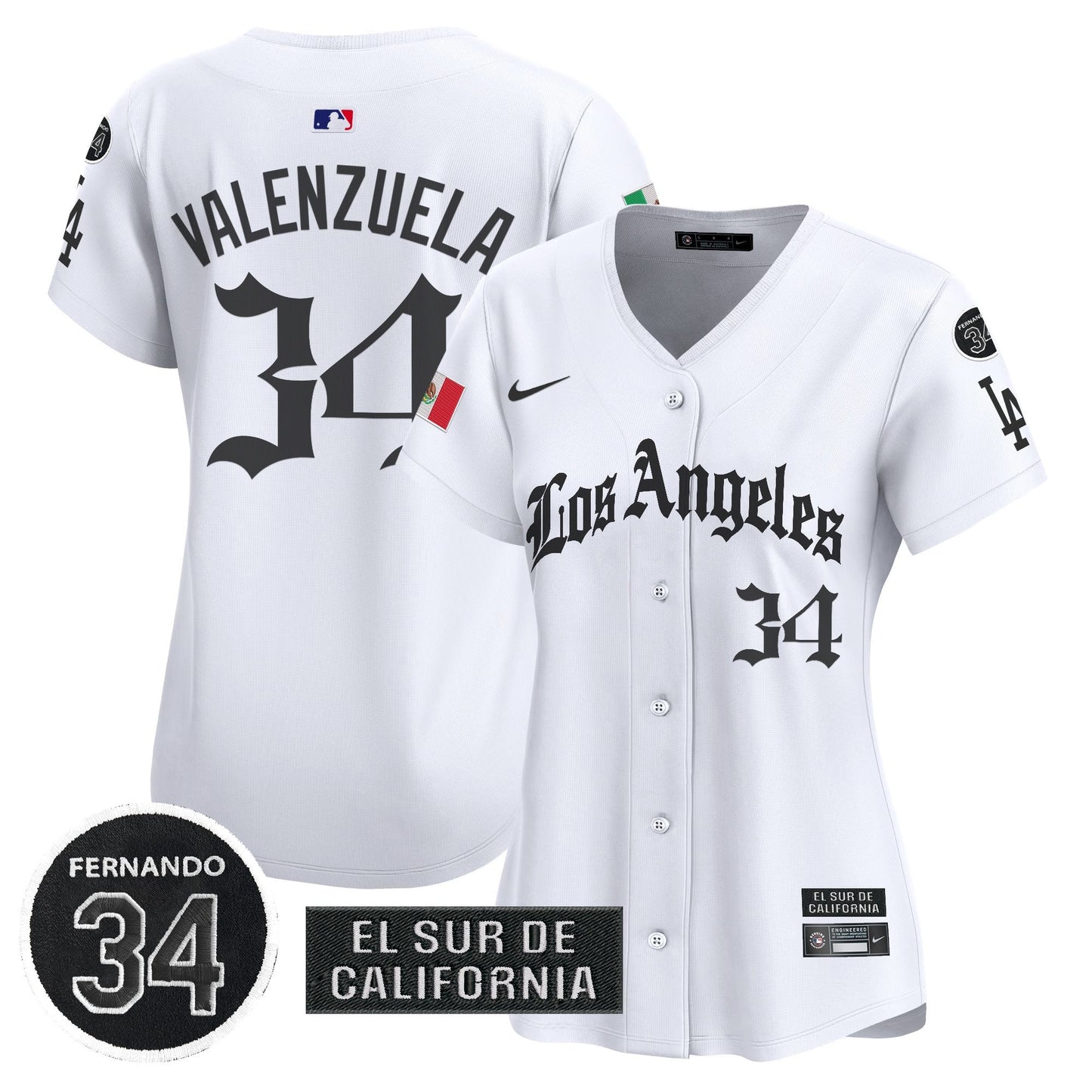 Women's Dodgers Mexico 2025 LA Gothic Style Patch Vapor Premier Limited Jersey - All Stitched