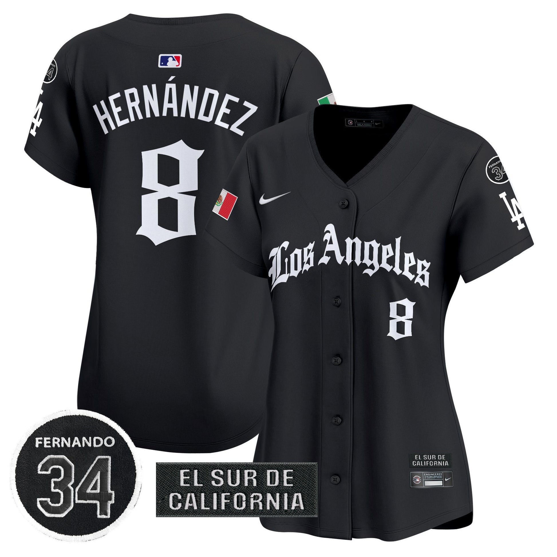 Women's Dodgers Mexico 2025 LA Gothic Style Patch Vapor Premier Limited Jersey - All Stitched