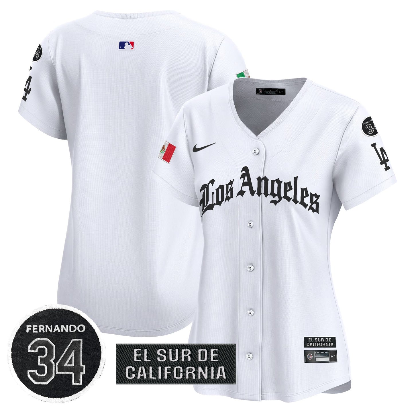 Women's Dodgers Mexico 2025 LA Gothic Style Patch Vapor Premier Limited Jersey - All Stitched
