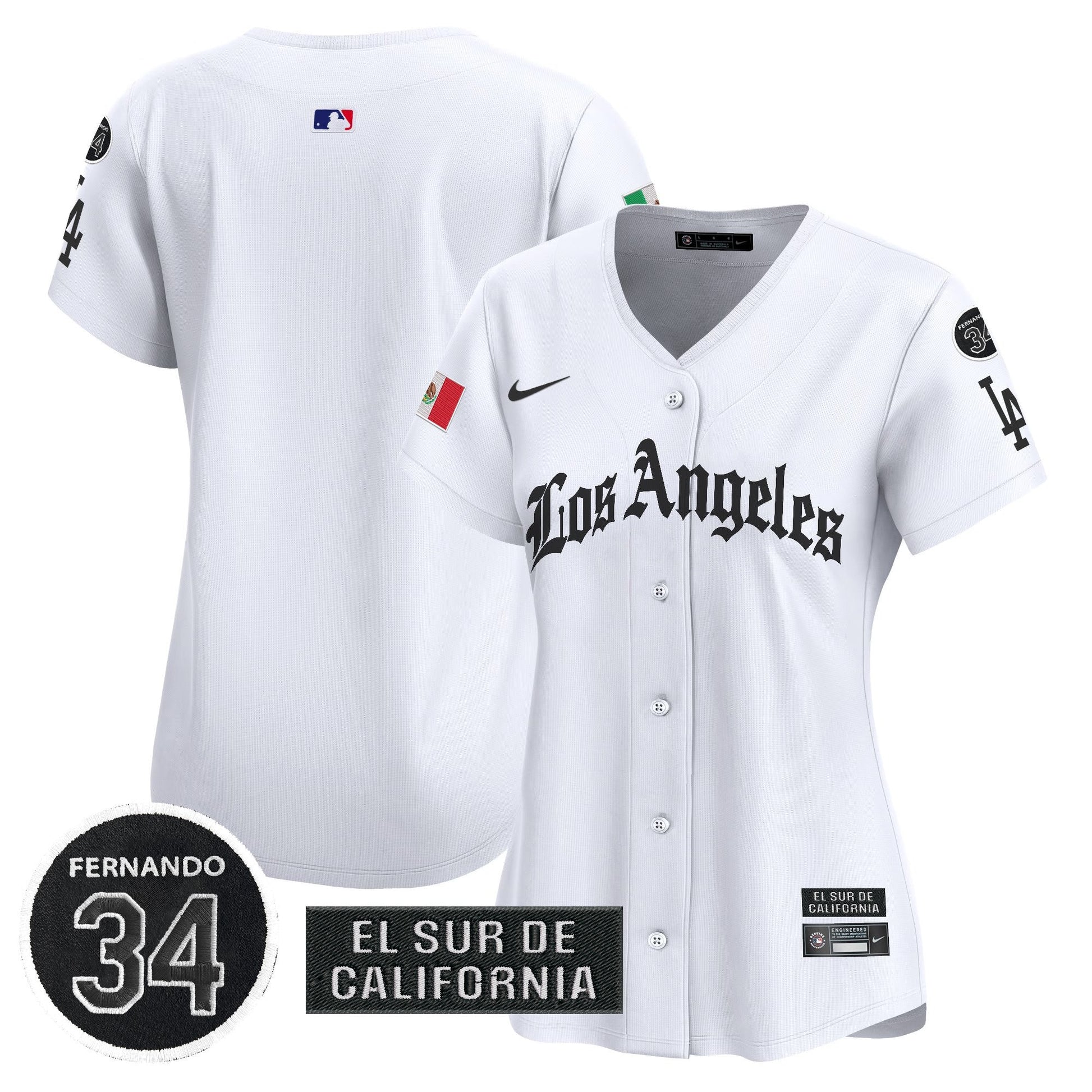 Women's Dodgers Mexico 2025 LA Gothic Style Patch Vapor Premier Limited Jersey - All Stitched