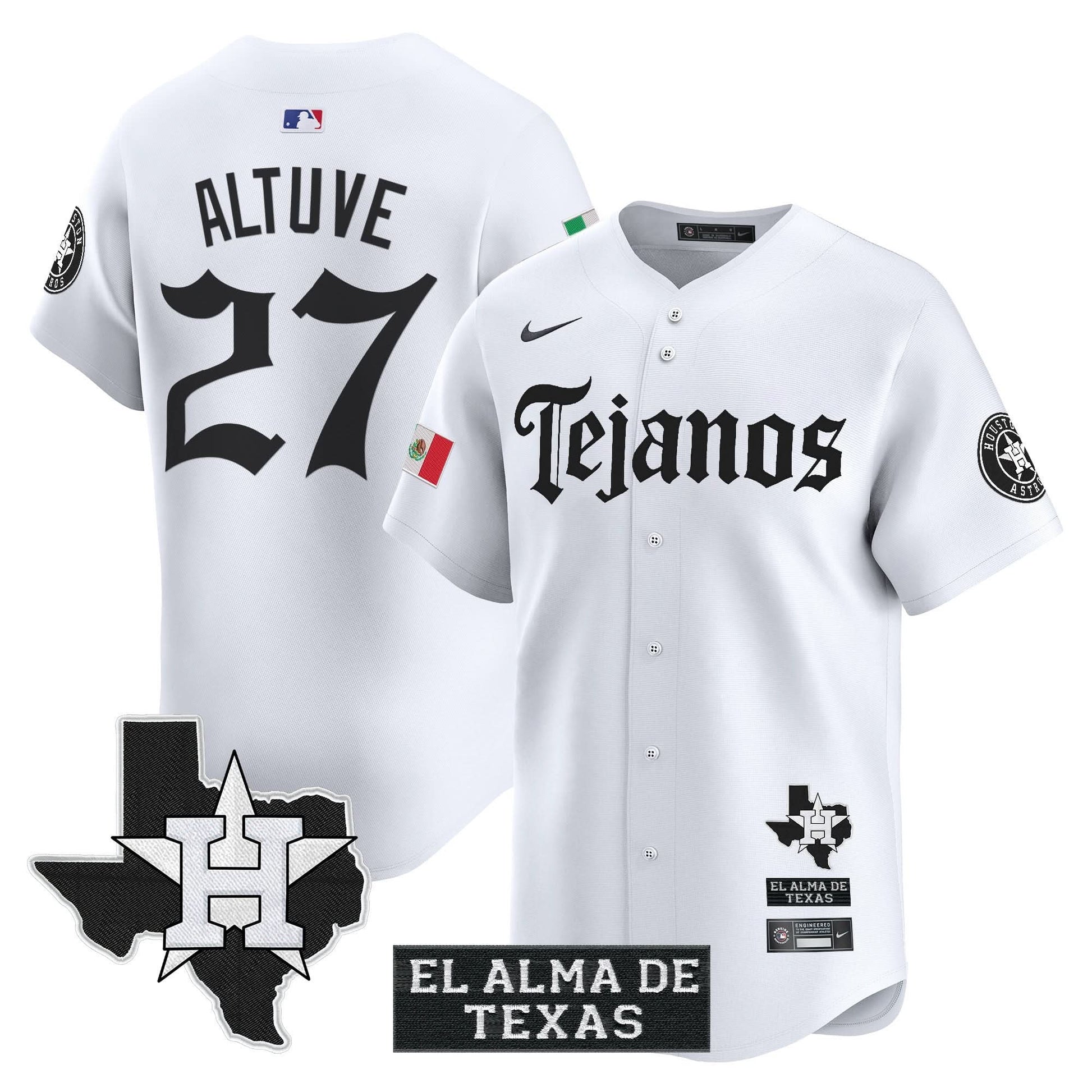 Men's Houston Astros Mexico Tejano Barrio Style Vapor Premier Limited Jersey - All Stitched