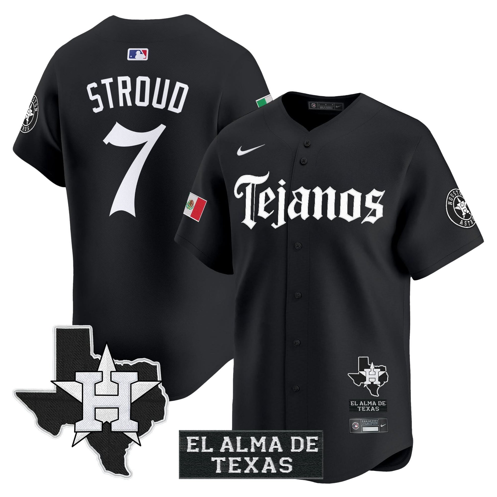 Men's Houston Astros Mexico Tejano Barrio Style Vapor Premier Limited Jersey - All Stitched