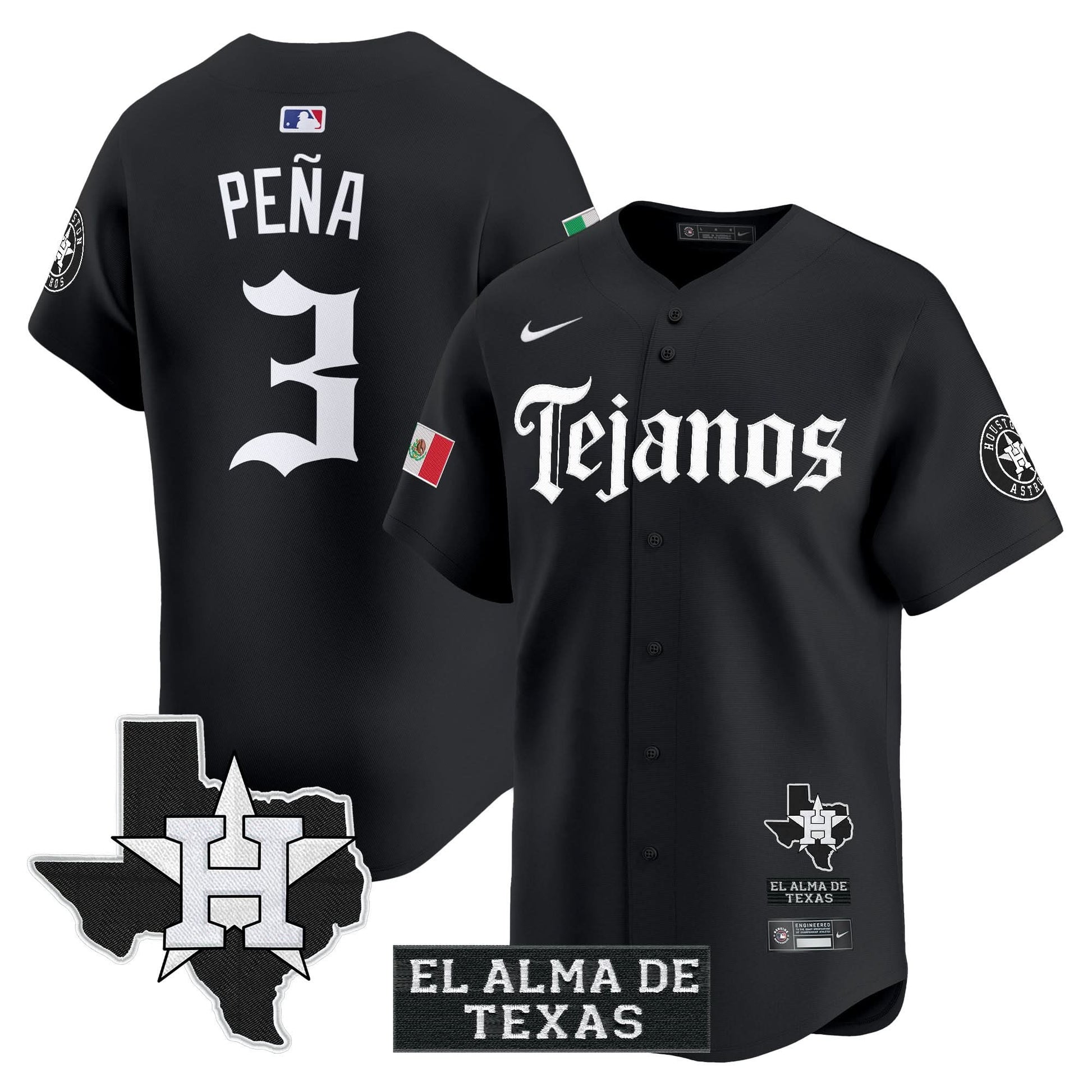 Men's Houston Astros Mexico Tejano Barrio Style Vapor Premier Limited Jersey - All Stitched