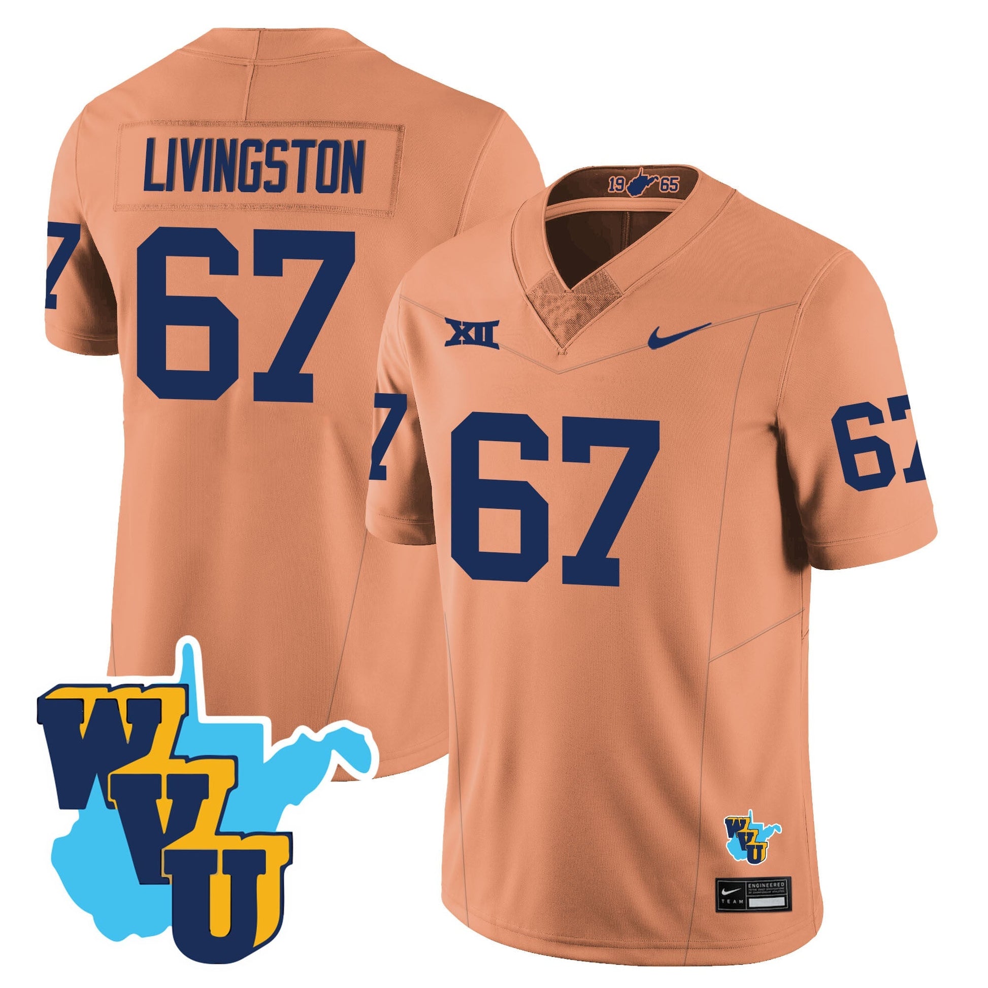 Men's West Virginia Mountaineers 1965-2025 Throwback Jersey - All Stitched
