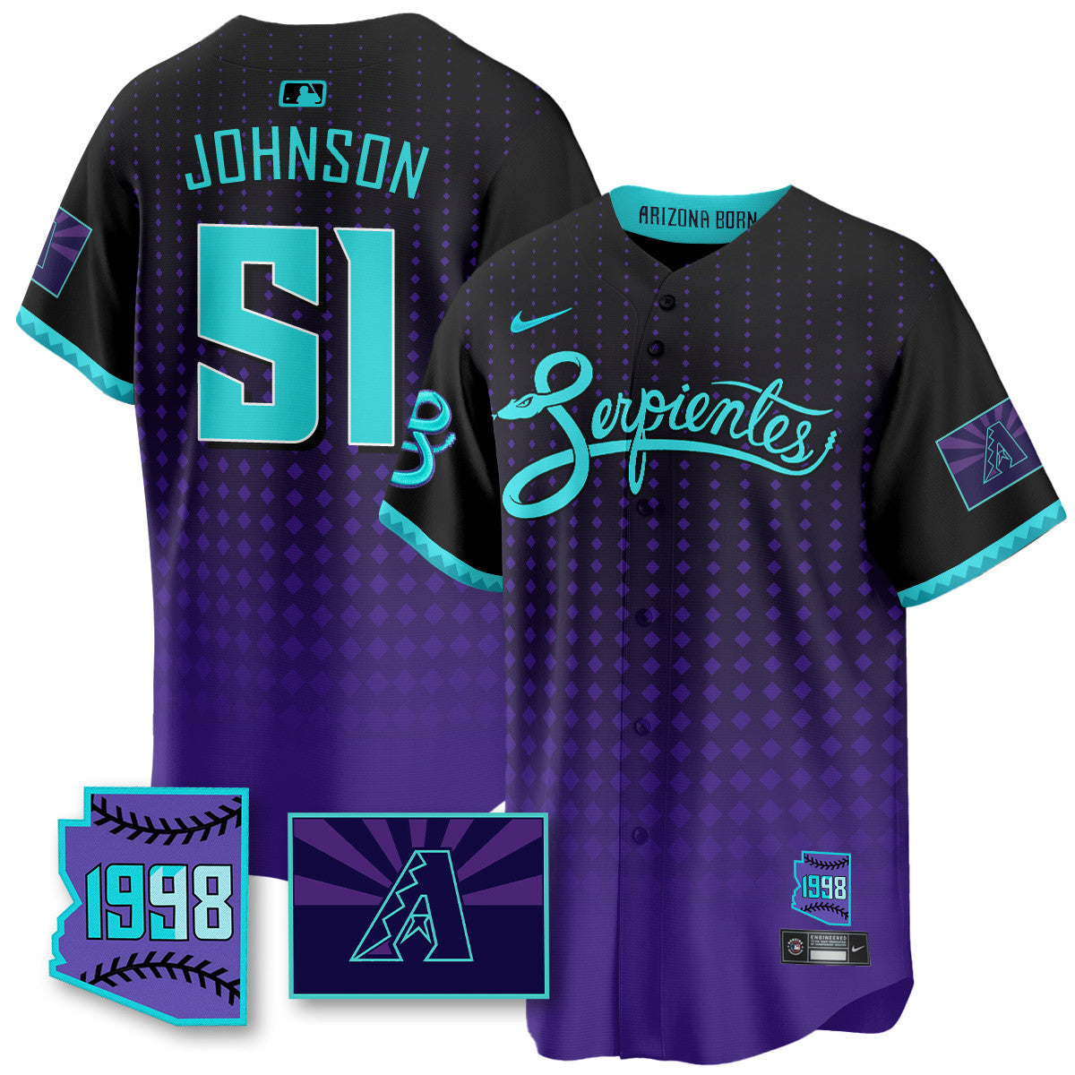 Men's Arizona Diamondbacks Purple for Second “Serpientes” City Connect Jersey - All Stitched