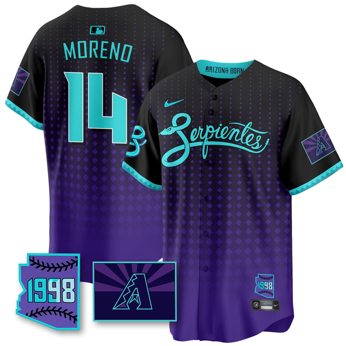 Men's Arizona Diamondbacks Purple for Second “Serpientes” City Connect Jersey - All Stitched