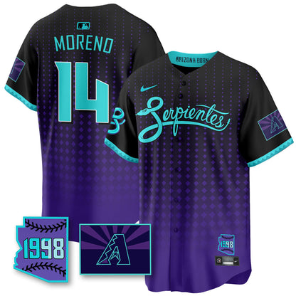 Men's Arizona Diamondbacks Purple for Second “Serpientes” City Connect Jersey - All Stitched