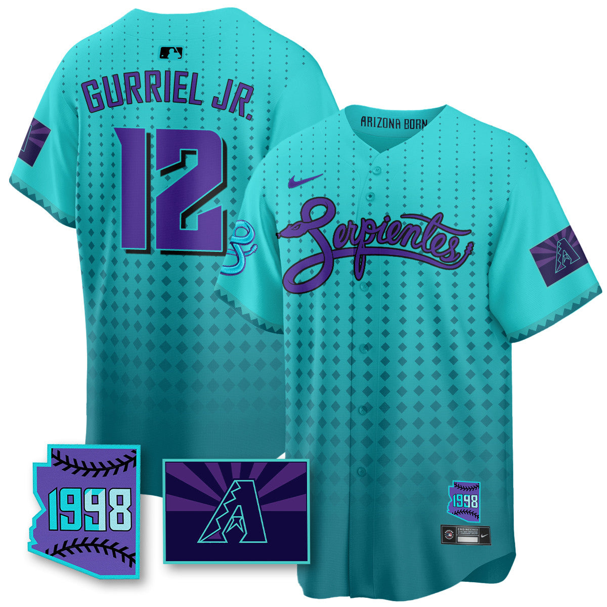Men's Arizona Diamondbacks Purple for Second “Serpientes” City Connect Jersey - All Stitched