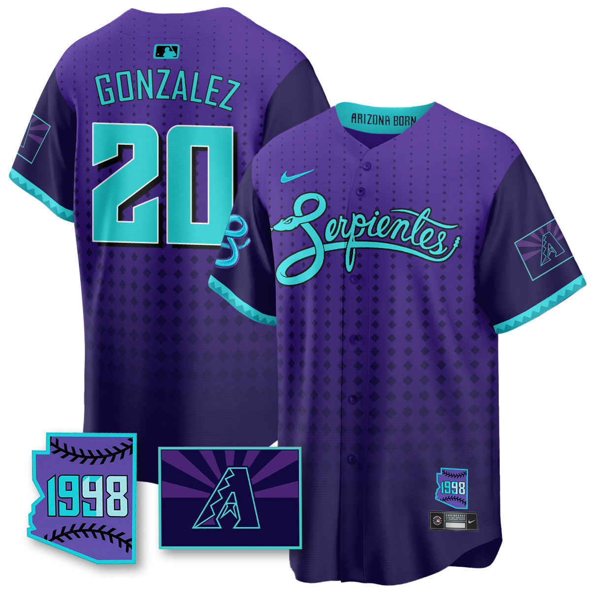 Men's Arizona Diamondbacks Purple for Second “Serpientes” City Connect Jersey - All Stitched