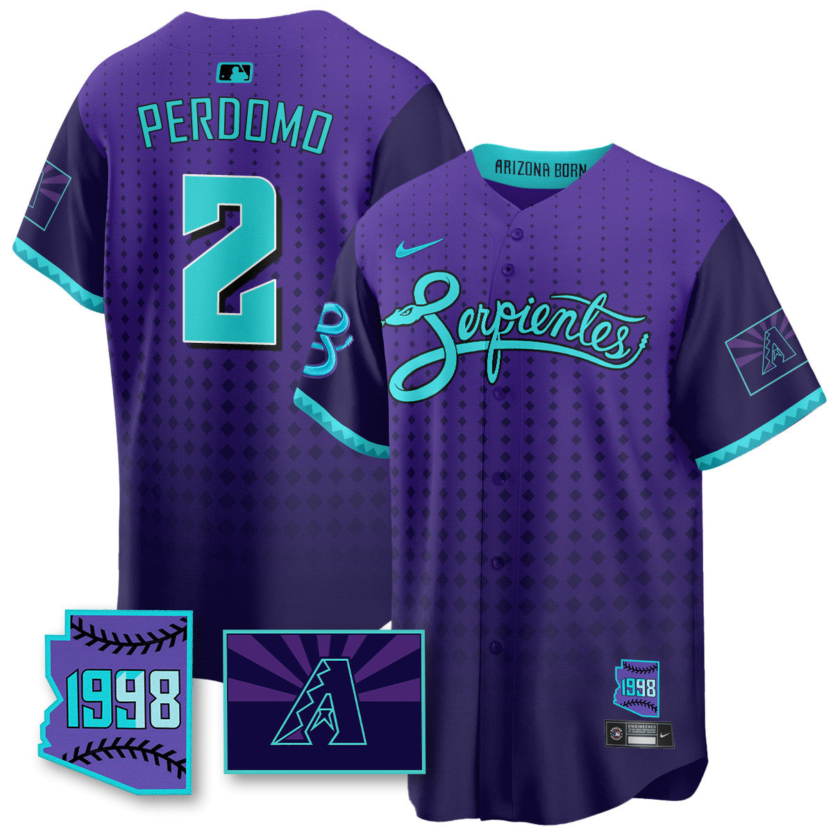 Men's Arizona Diamondbacks Purple for Second “Serpientes” City Connect Jersey - All Stitched