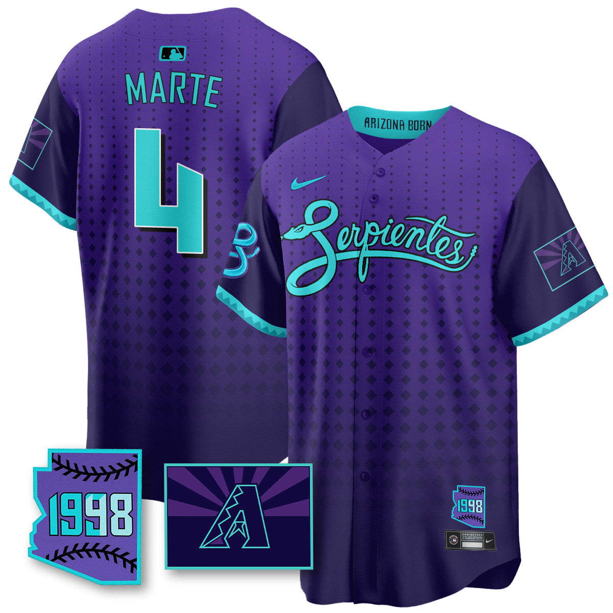 Men's Arizona Diamondbacks Purple for Second “Serpientes” City Connect Jersey - All Stitched
