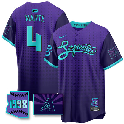 Men's Arizona Diamondbacks Purple for Second “Serpientes” City Connect Jersey - All Stitched
