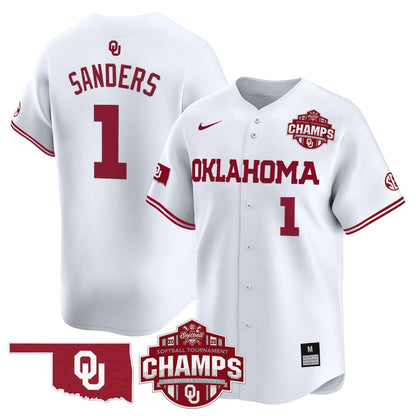 Men's Size - Oklahoma Sooners 2025 SEC Softball Conference Tournament Champions Patch Vapor Premier Limited Jersey - All Stitched