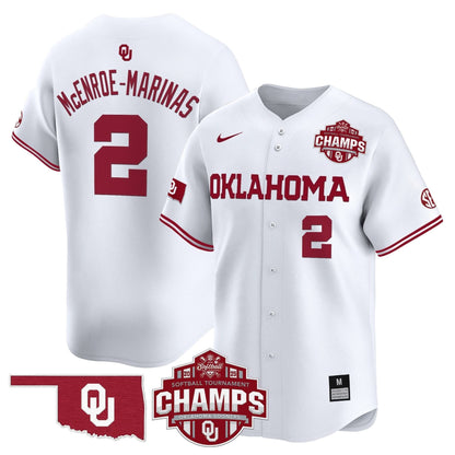 Men's Size - Oklahoma Sooners 2025 SEC Softball Conference Tournament Champions Patch Vapor Premier Limited Jersey - All Stitched