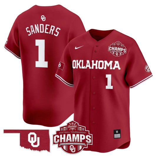Men's Size - Oklahoma Sooners 2025 SEC Softball Conference Tournament Champions Patch Vapor Premier Limited Jersey - All Stitched